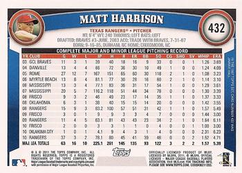 2011 Topps #432 Matt Harrison Back