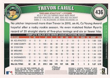 2011 Topps #436 Trevor Cahill Back