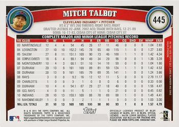 2011 Topps #445 Mitch Talbot Back