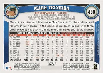 2011 Topps #450 Mark Teixeira Back