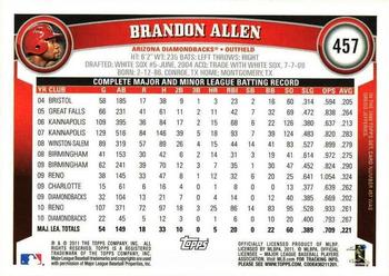 2011 Topps #457 Brandon Allen Back