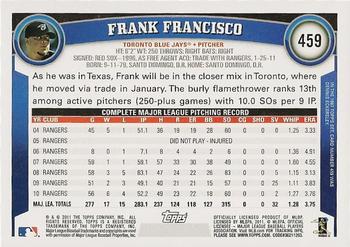 2011 Topps #459 Frank Francisco Back
