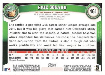 2011 Topps #461 Eric Sogard Back