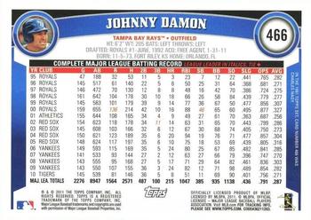 2011 Topps #466 Johnny Damon Back
