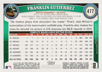 2011 Topps #477 Franklin Gutierrez Back