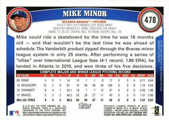 2011 Topps #478 Mike Minor Back