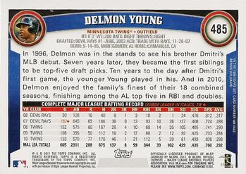 2011 Topps #485 Delmon Young Back