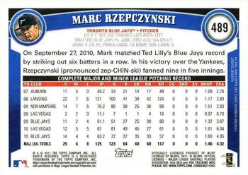 2011 Topps #489 Marc Rzepczynski Back