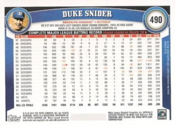 2011 Topps #490 Duke Snider Back