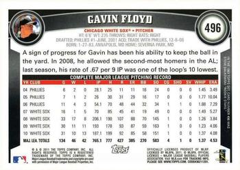 2011 Topps #496 Gavin Floyd Back