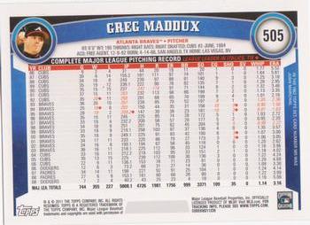 2011 Topps #505 Greg Maddux Back