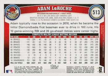 2011 Topps #513 Adam LaRoche Back