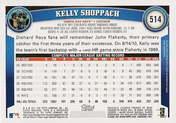 2011 Topps #514 Kelly Shoppach Back