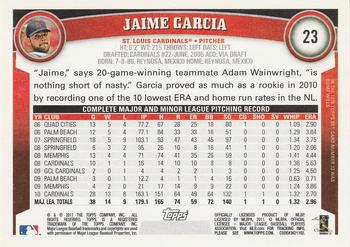 2011 Topps #23 Jaime Garcia Back