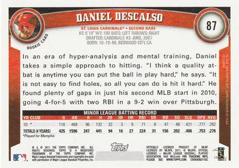 2011 Topps #87 Daniel Descalso Back