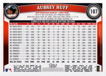 2011 Topps #107 Aubrey Huff Back