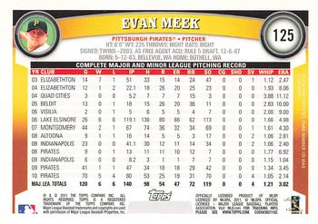 2011 Topps #125 Evan Meek Back