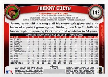 2011 Topps #142 Johnny Cueto Back