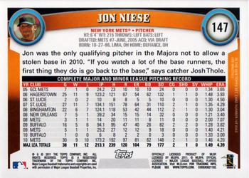 2011 Topps #147 Jon Niese Back
