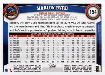 2011 Topps #154 Marlon Byrd Back