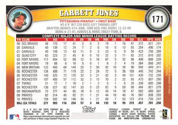 2011 Topps #171 Garrett Jones Back