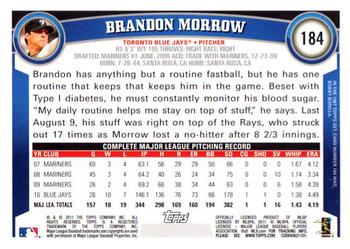 2011 Topps #184 Brandon Morrow Back