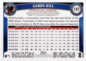 2011 Topps #197 Aaron Hill Back