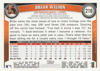 2011 Topps #210 Brian Wilson Back
