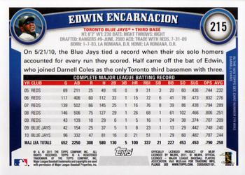 2011 Topps #215 Edwin Encarnacion Back
