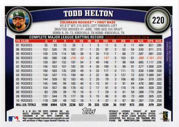 2011 Topps #220 Todd Helton Back