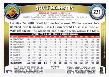 2011 Topps #221 Scott Hairston Back