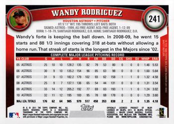 2011 Topps #241 Wandy Rodriguez Back