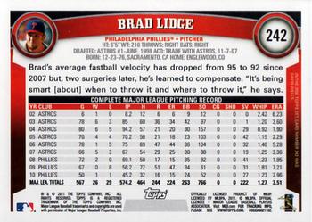 2011 Topps #242 Brad Lidge Back