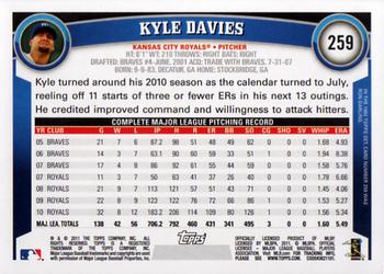 2011 Topps #259 Kyle Davies Back