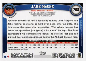 2011 Topps #268 Jake McGee Back