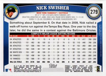 2011 Topps #279 Nick Swisher Back