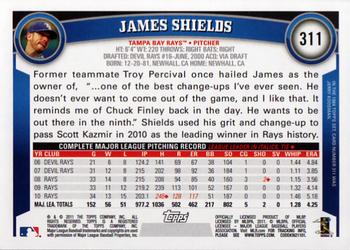 2011 Topps #311 James Shields Back