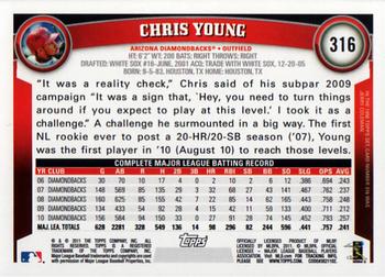 2011 Topps #316 Chris Young Back
