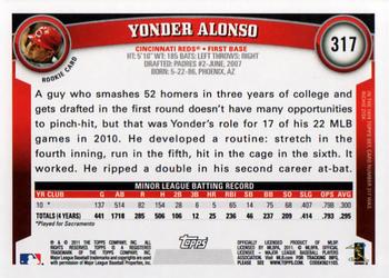 2011 Topps #317 Yonder Alonso Back