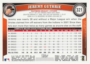 2011 Topps #321 Jeremy Guthrie Back