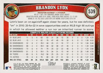 2011 Topps #539 Brandon Lyon Back