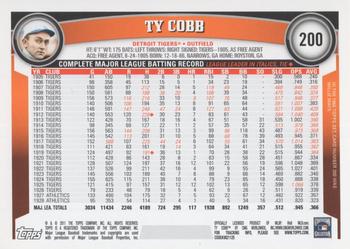 2011 Topps #200 Ty Cobb Back