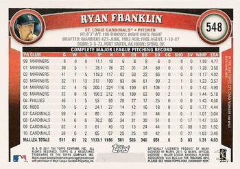 2011 Topps #548 Ryan Franklin Back