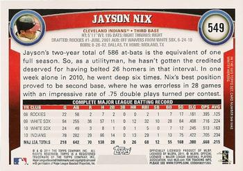 2011 Topps #549 Jayson Nix Back