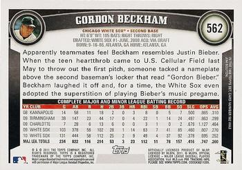 2011 Topps #562 Gordon Beckham Back