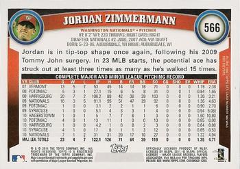 2011 Topps #566 Jordan Zimmermann Back
