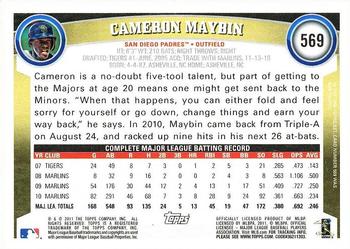 2011 Topps #569 Cameron Maybin Back