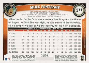 2011 Topps #577 Mike Fontenot Back