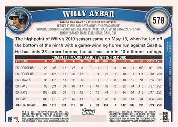 2011 Topps #578 Willy Aybar Back