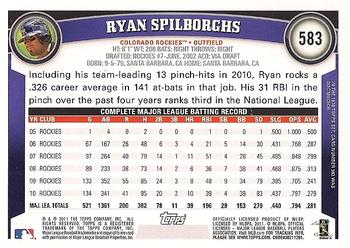 2011 Topps #583 Ryan Spilborghs Back